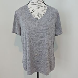Gray Athletic V-Neck Women's Top